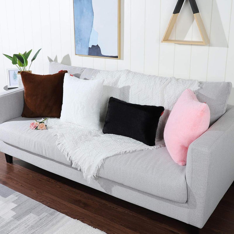 MANDIOO Pack of 2 Pure Snow White Faux Fur Fuzzy Cozy Soft Decorative Throw Pillow Covers Set Lumbar Cushion Cases Pillowcases for Sofa Bedroom Car 12x20 Inches - Image 5